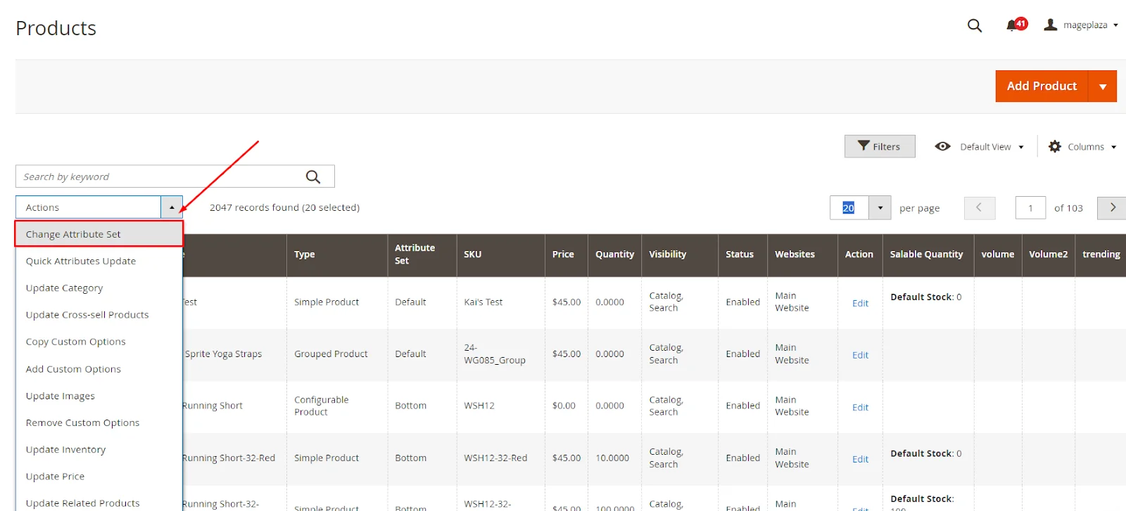 Change Attribute Set in bulk
