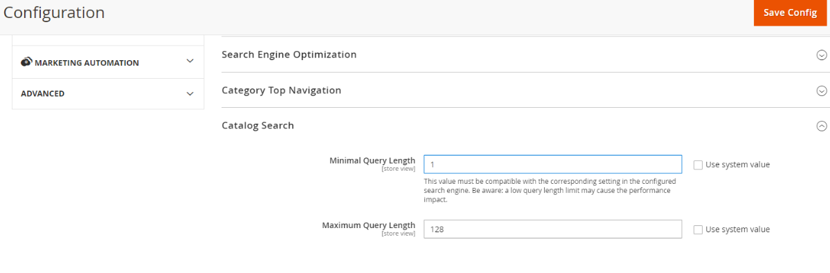 Catalog Search Length