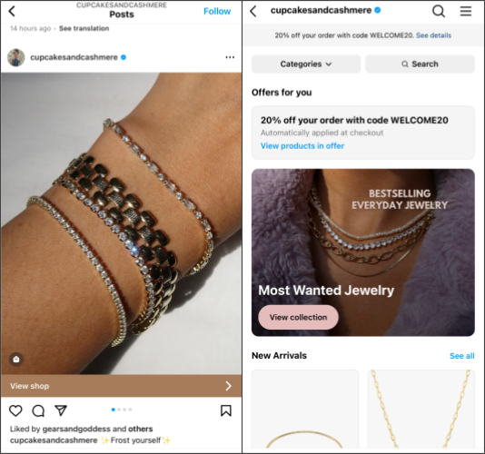 Shoppable feed on Instagram