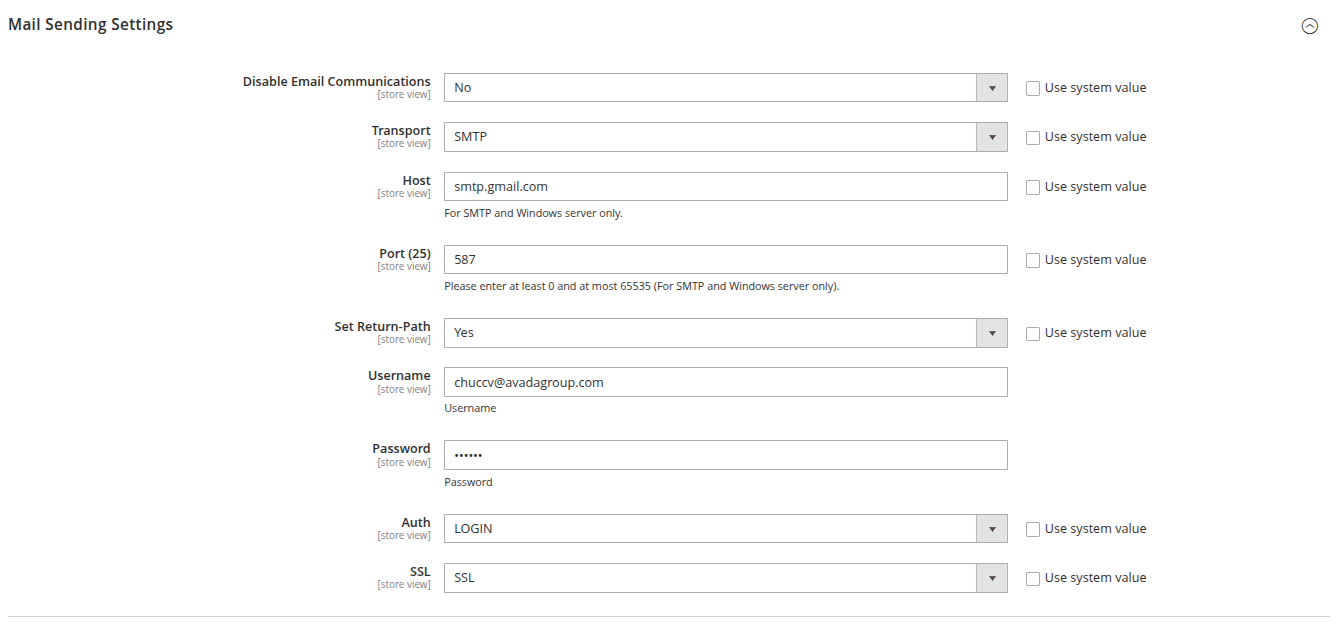 Basic Magento 2 SMTP settings for 2.4.6 and above
