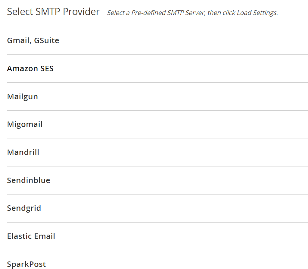 Select SMTP provider