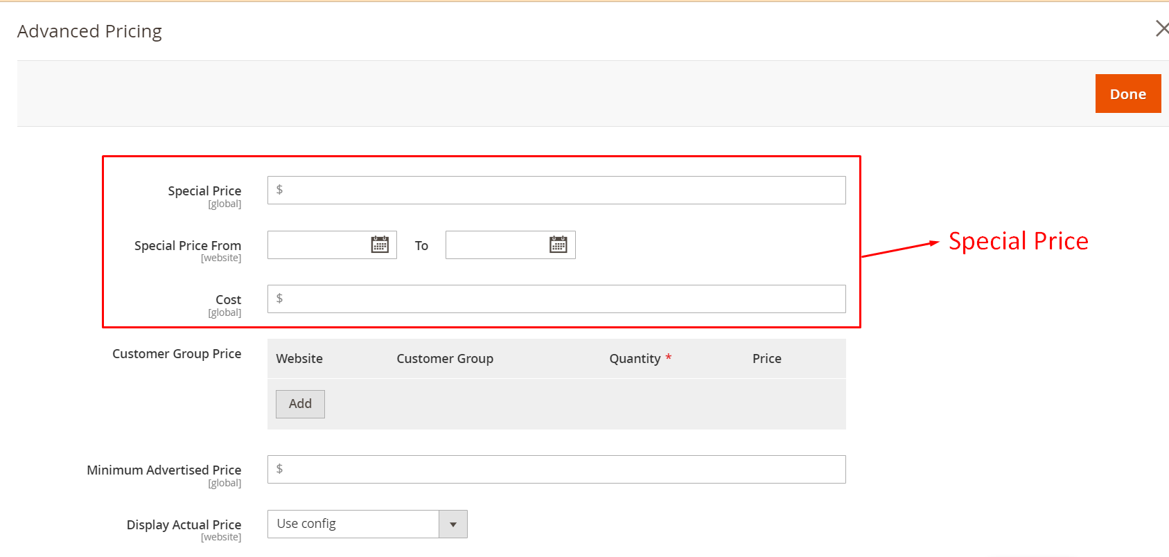 Advanced Pricing config