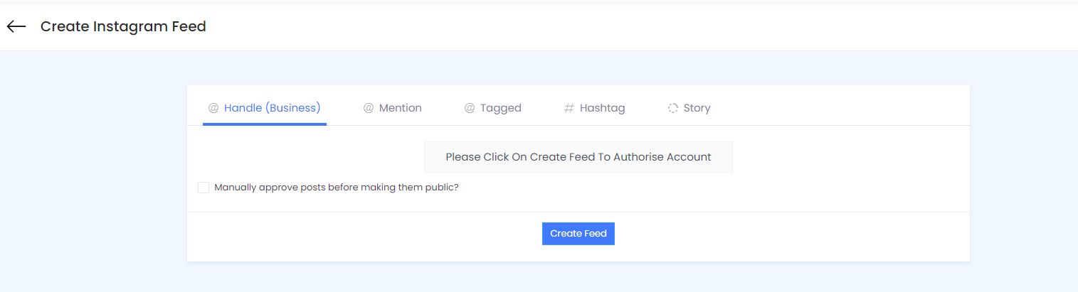 Input the necessary information and click the Create Feed button