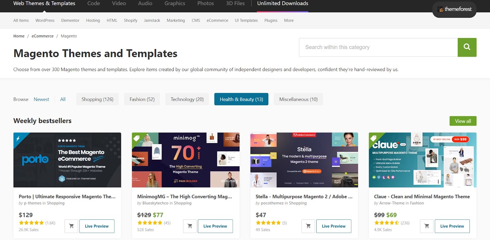 Choose a suitable Magento template