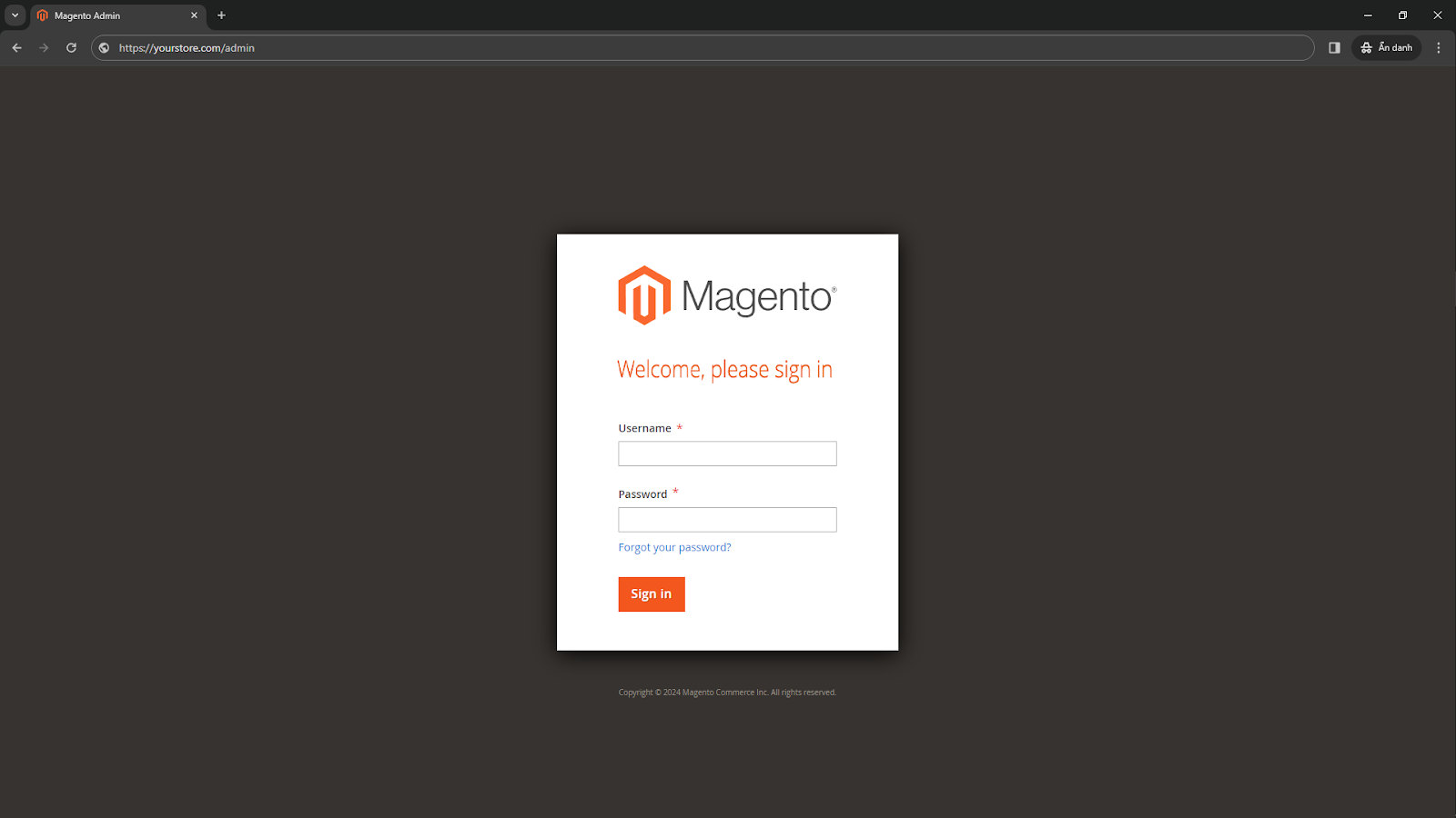 Access the magento admin panel