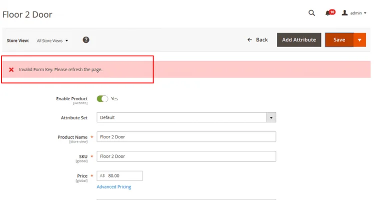 Invalid Form Key Example