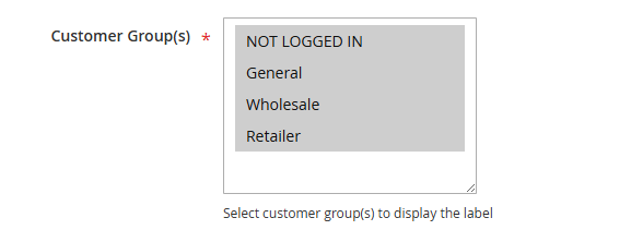 Customer Groups Label Settings
