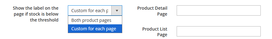 Low Stock Labels Configuration