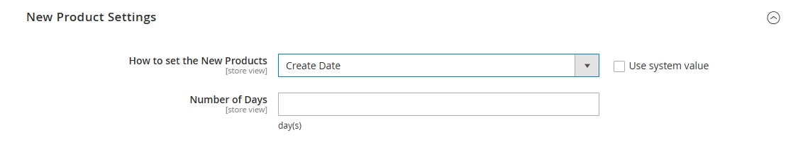 New Product Settings