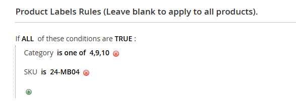 Product Labels Rules Settings