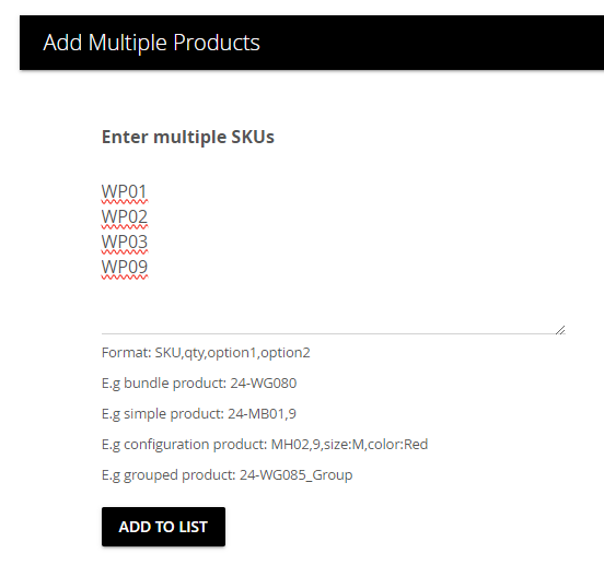 Add Multiple SKUs at Quick Order