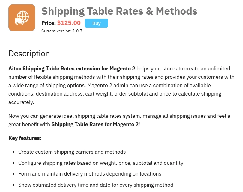 Aitoc Table Rates & Methods