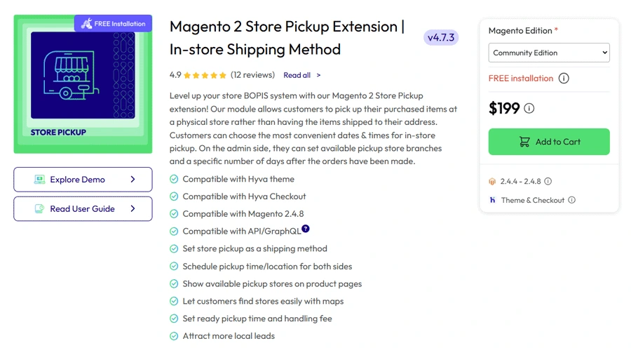 Mageplaza Store Pickup extension