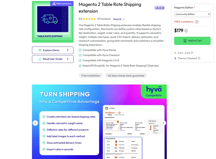 Magento 2 Table Rate Shipping extension by Mageplaza