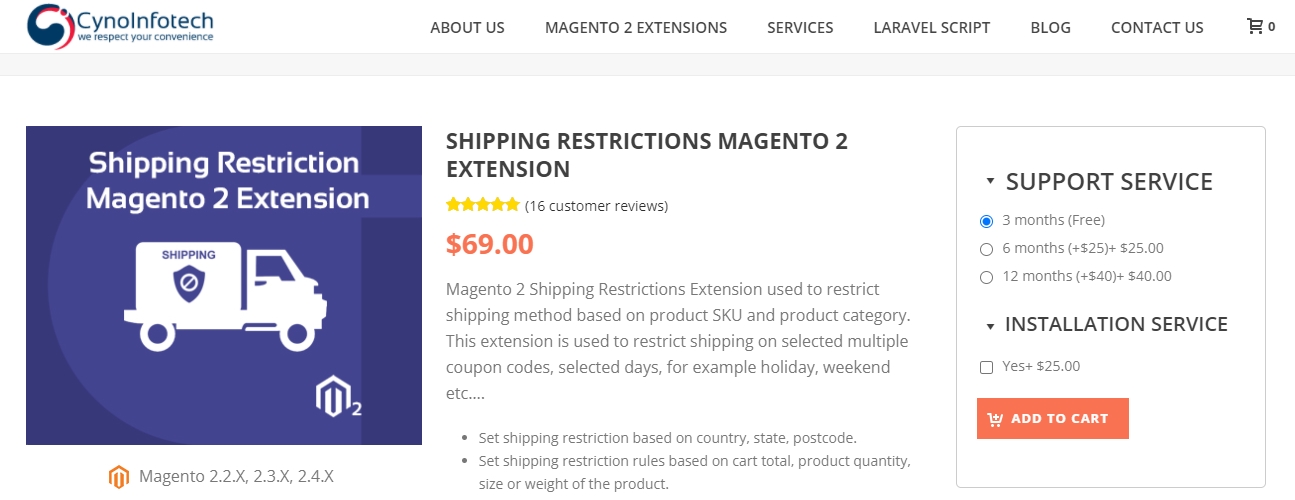 Magento 2 Shipping Restrictions from cynolnfotech