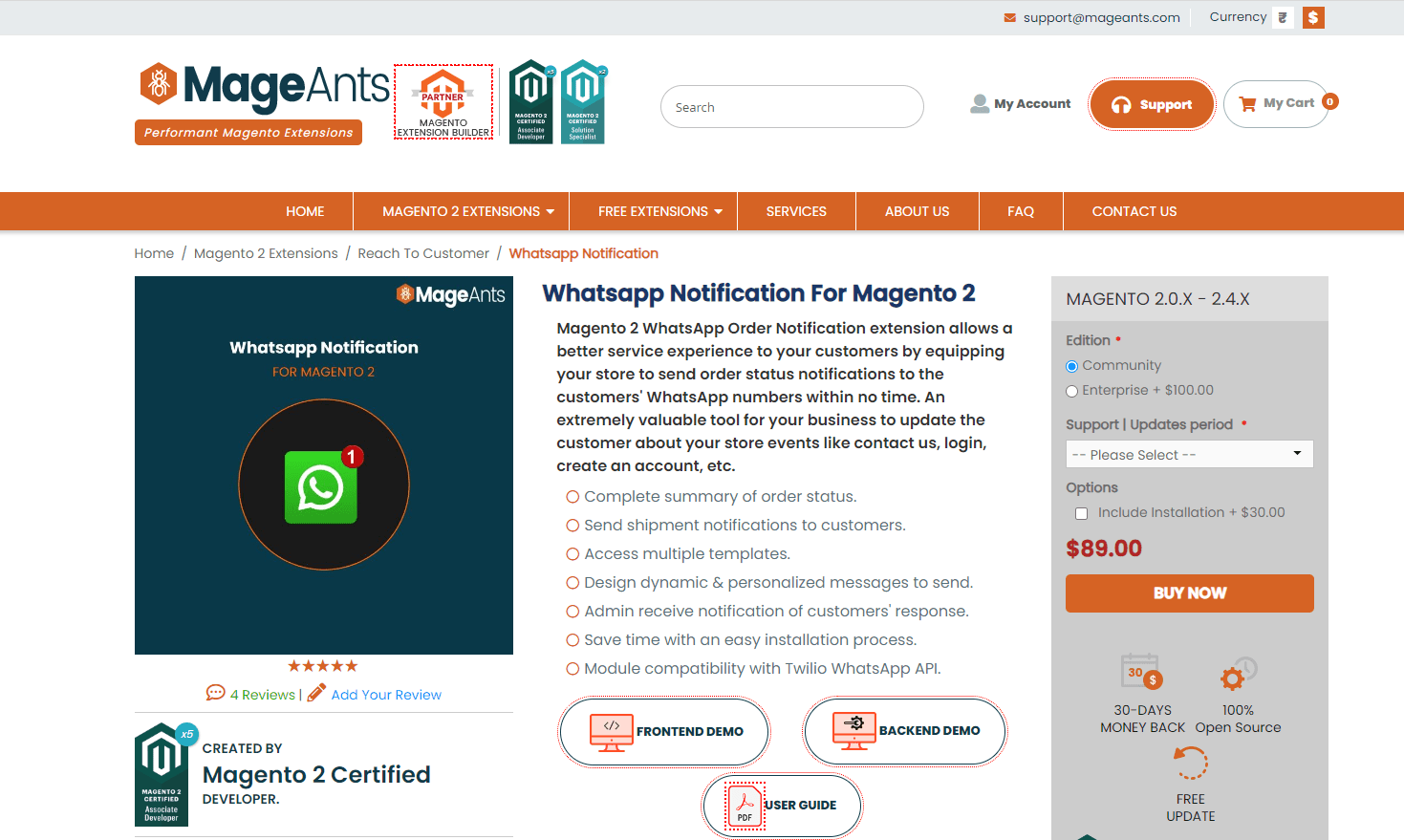 MageAnts Whatsapp Notification for Magento 2