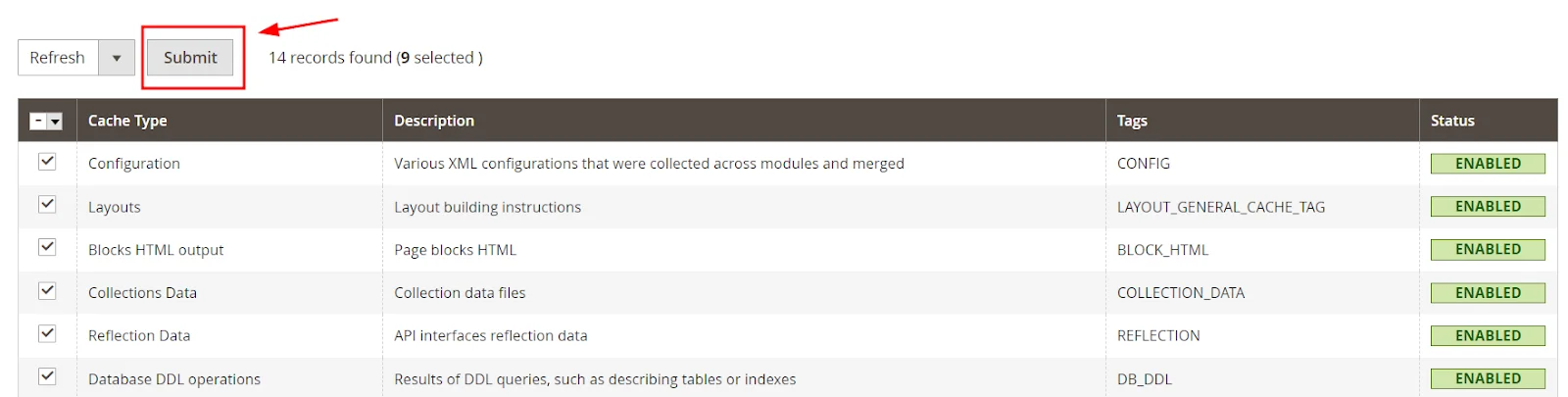 choose-the-specific-cache-type-you-wish-to-refresh-and-click-submit