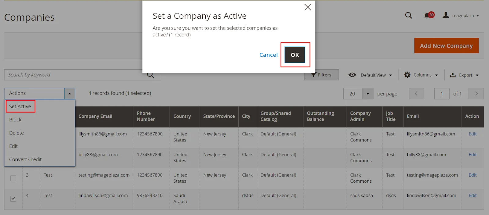 Activate company accounts