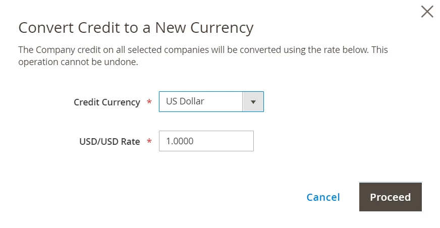 Convert credit to a new currency