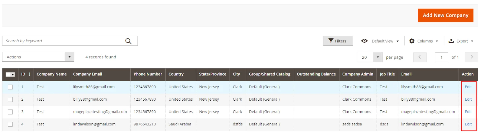 Edit company profile