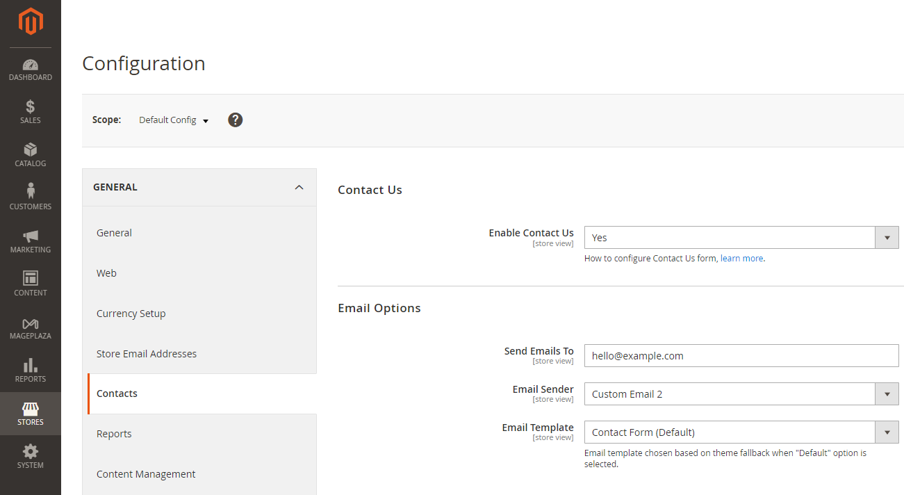 Enable contact form
