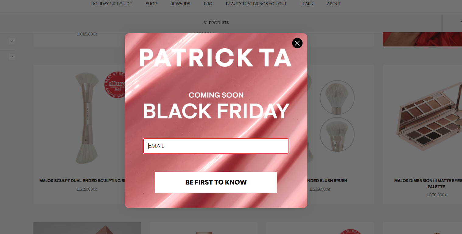 patrick ta black friday popup