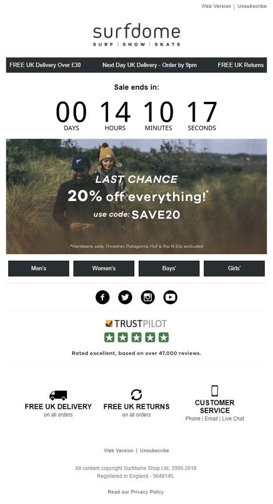 surfdome countdown timers