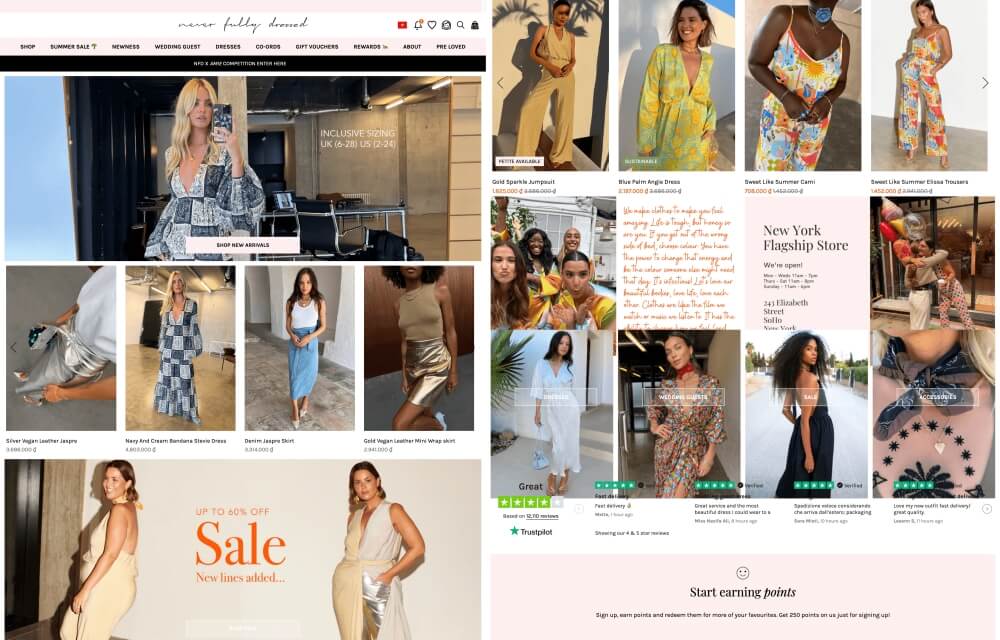 Never Fully Dressed website B2B eCommerce companies