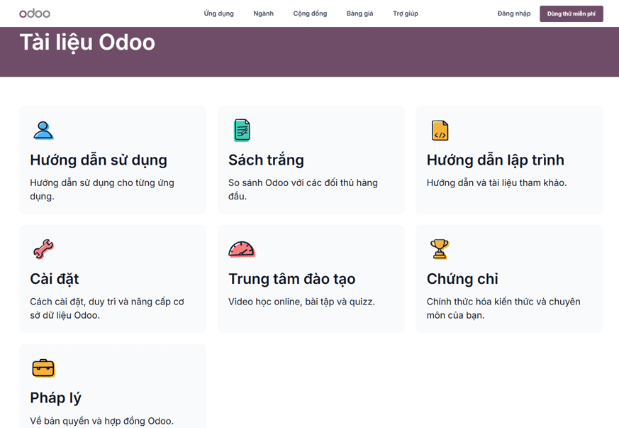 Odoo hỗ trợ tiếng Việt với nhiều tài liệu hướng dẫn