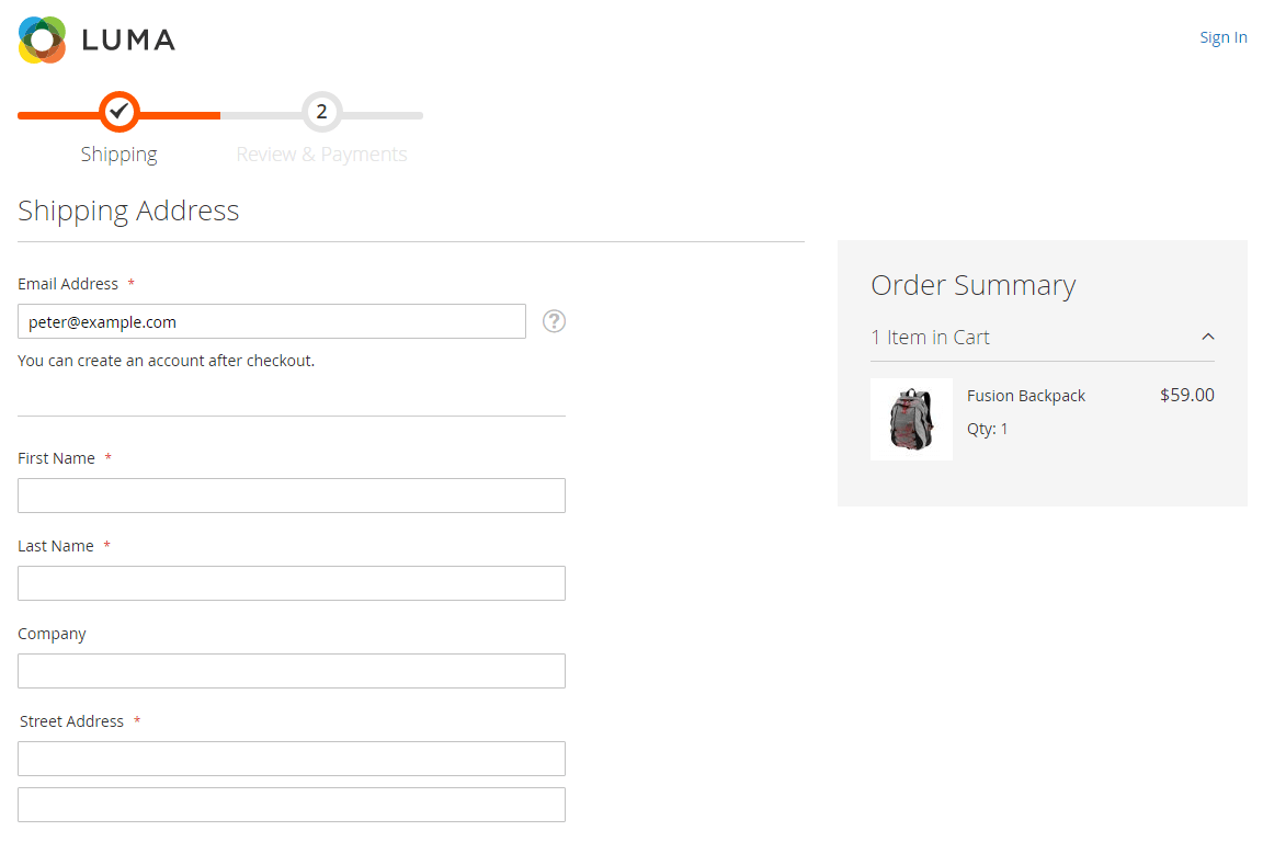 Magento 2 One Page Checkout