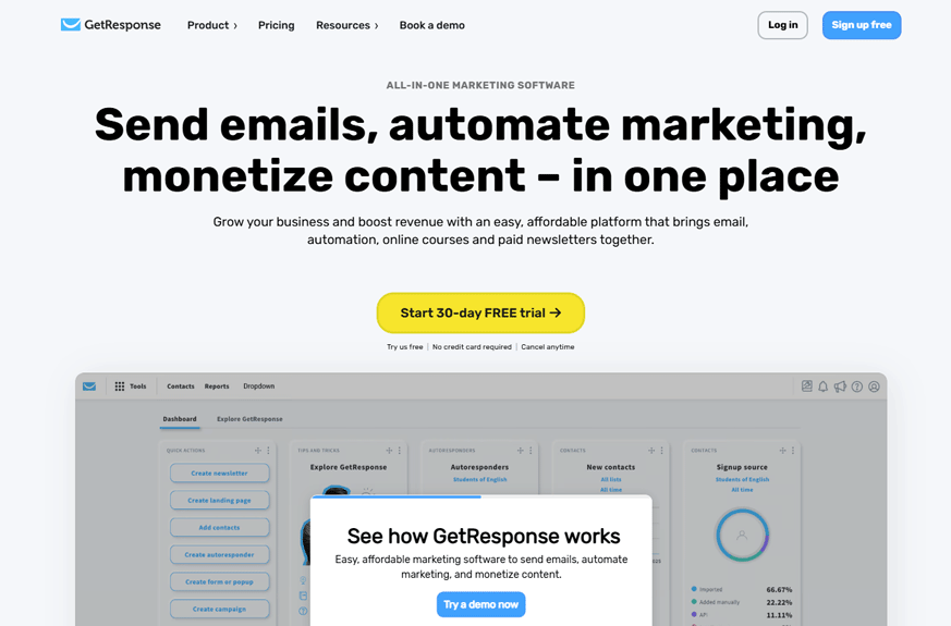 Phần mềm marketing automation GetResponse