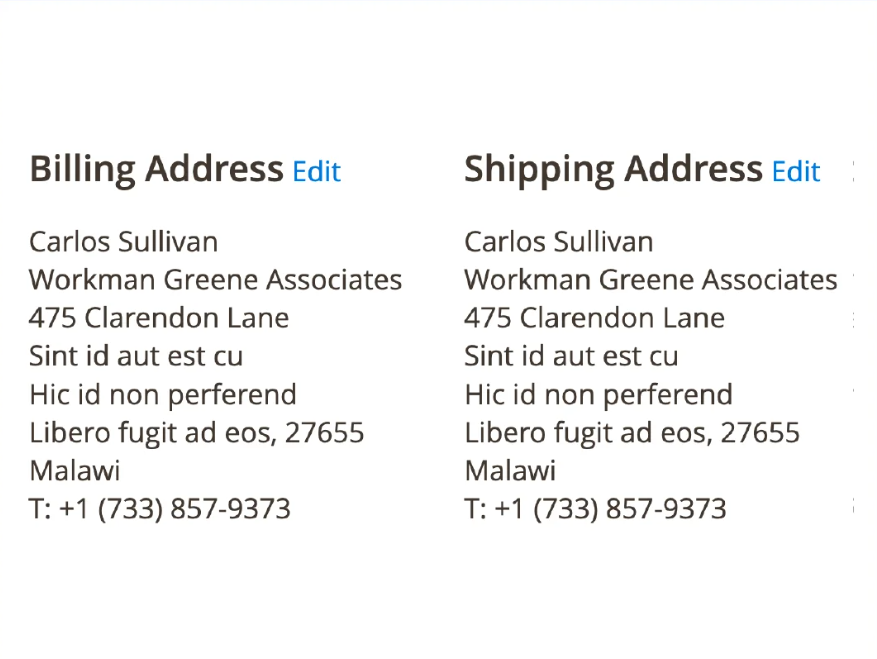 Change billing and shipping address