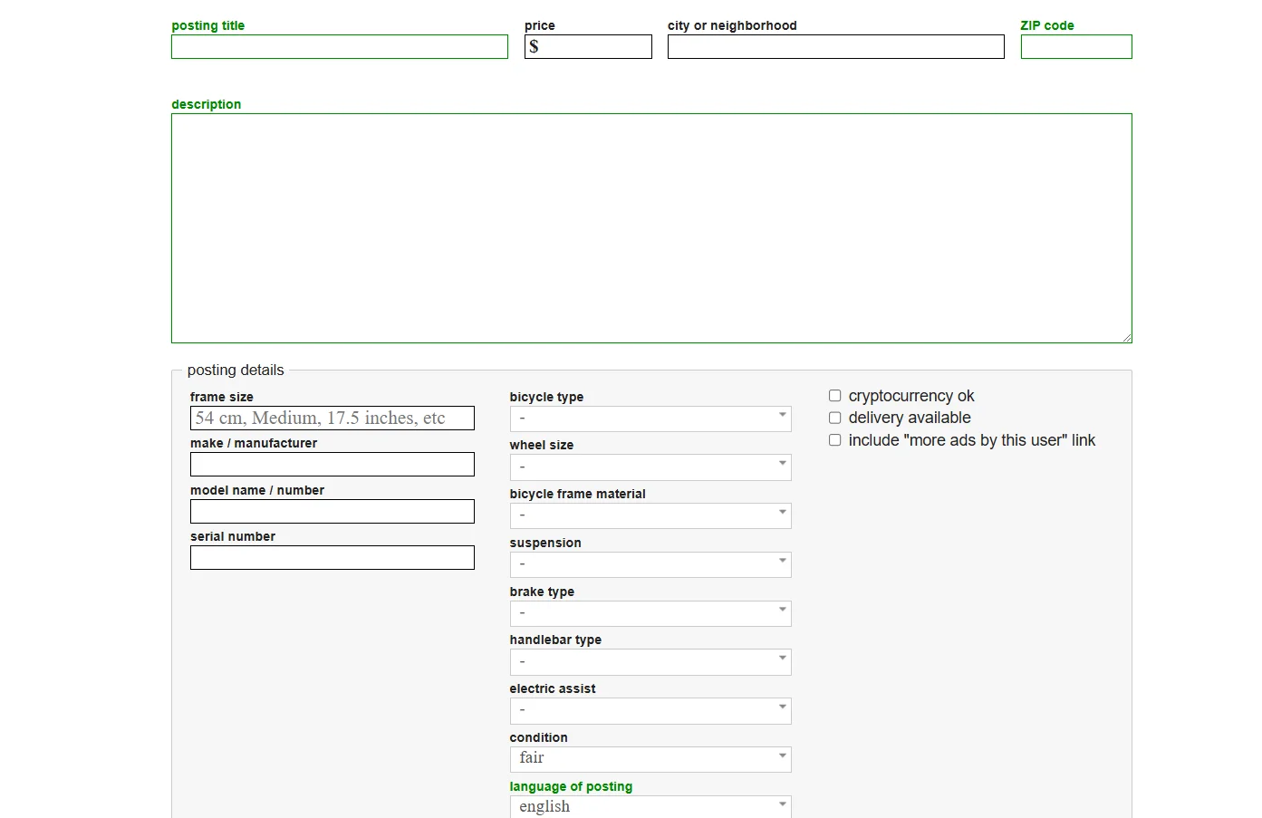 Enter the posting details