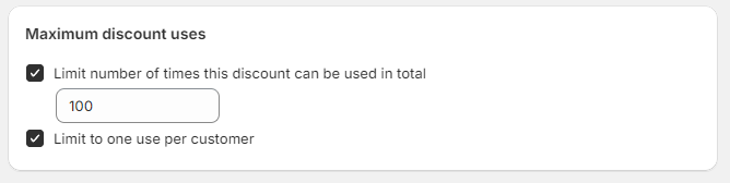 Add a usage limit in maximum discount uses