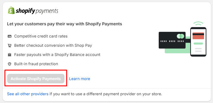 Activate Shopify Payments