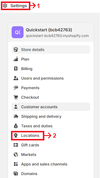 How to add location on shopify shipping