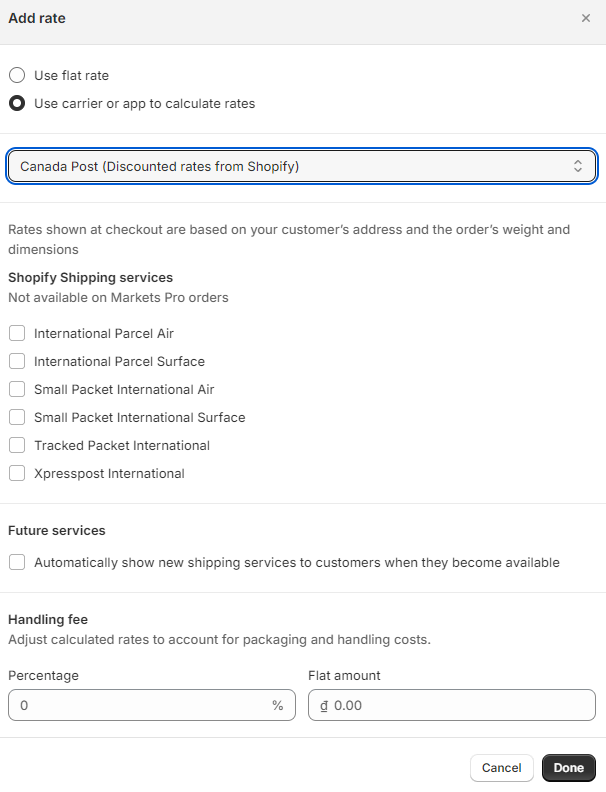 Set up Shopify’s calculated shipping rates