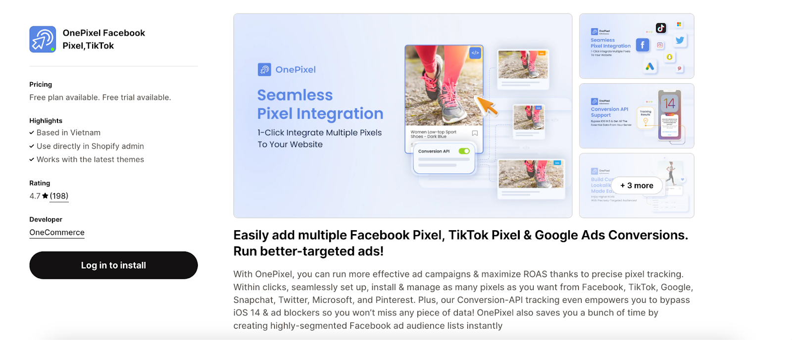 OnePixel Facebook Pixel,TikTok