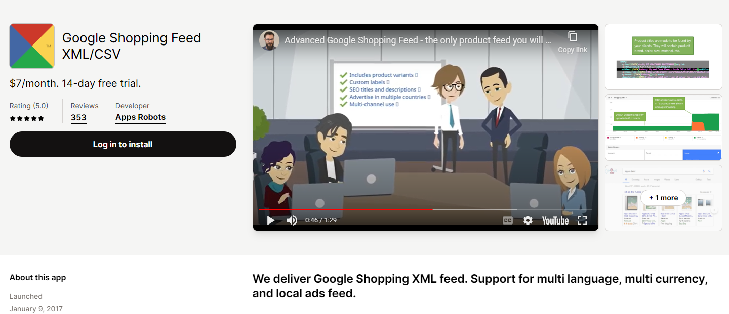 Google Shopping Feed XML/CSV