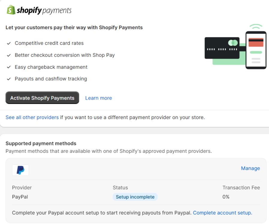 Set up payment for your Shopify store 