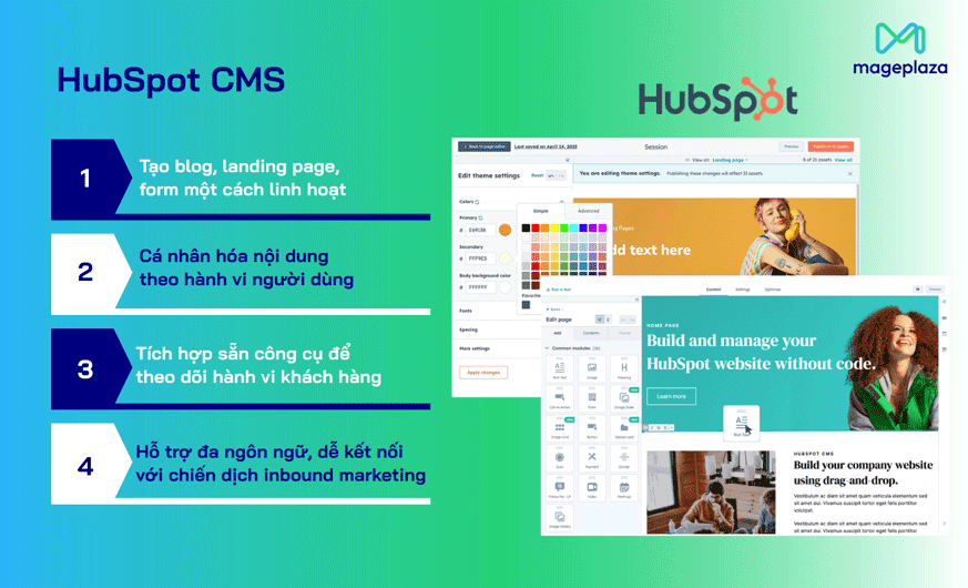 HubSpot CMS tập trung vào việc tạo website theo hướng nội dung
