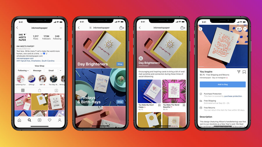Instagram Shop's themes are tightly integrated with the Instagram platform