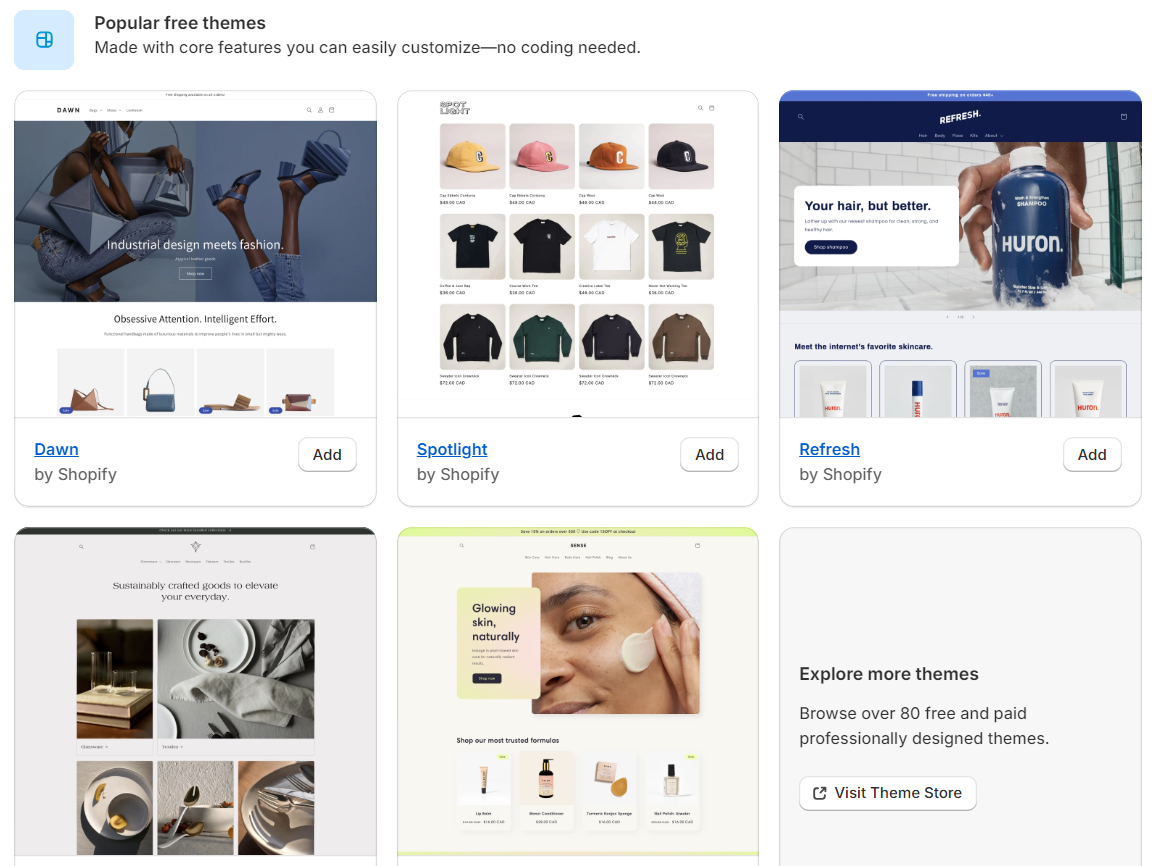 Shopify offers a diverse range of customizable themes
