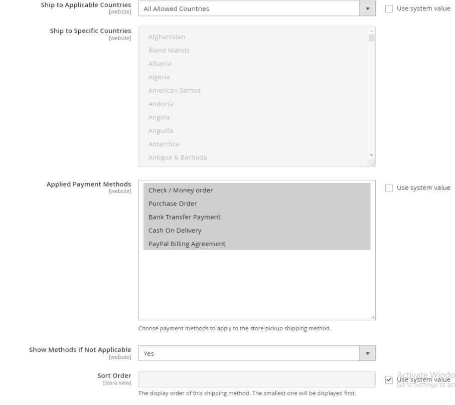 How to configure Store Pickup