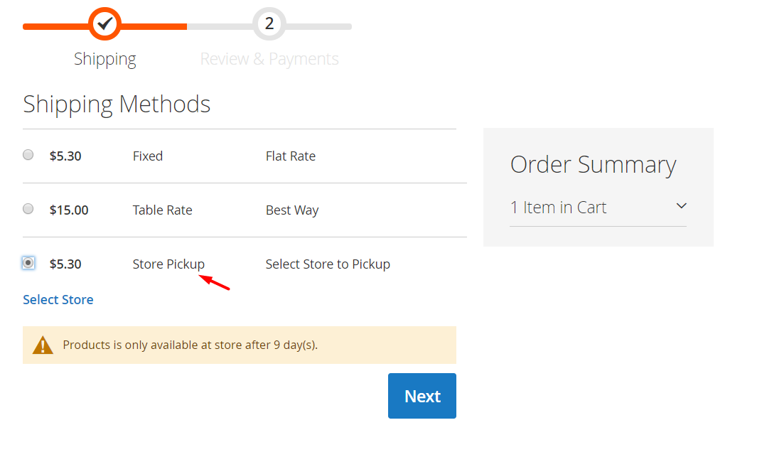 Shipping Method Name