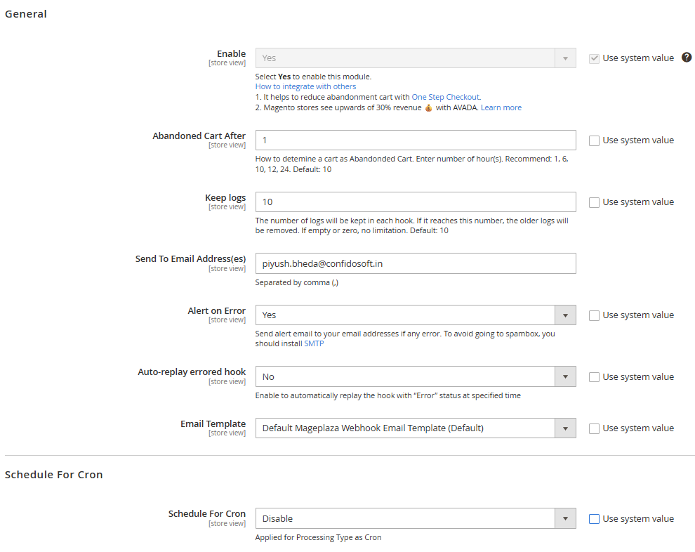 Magento 2 Webhooks General Configuration