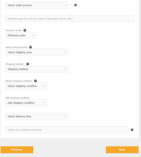 Set the order process and shipping conditions