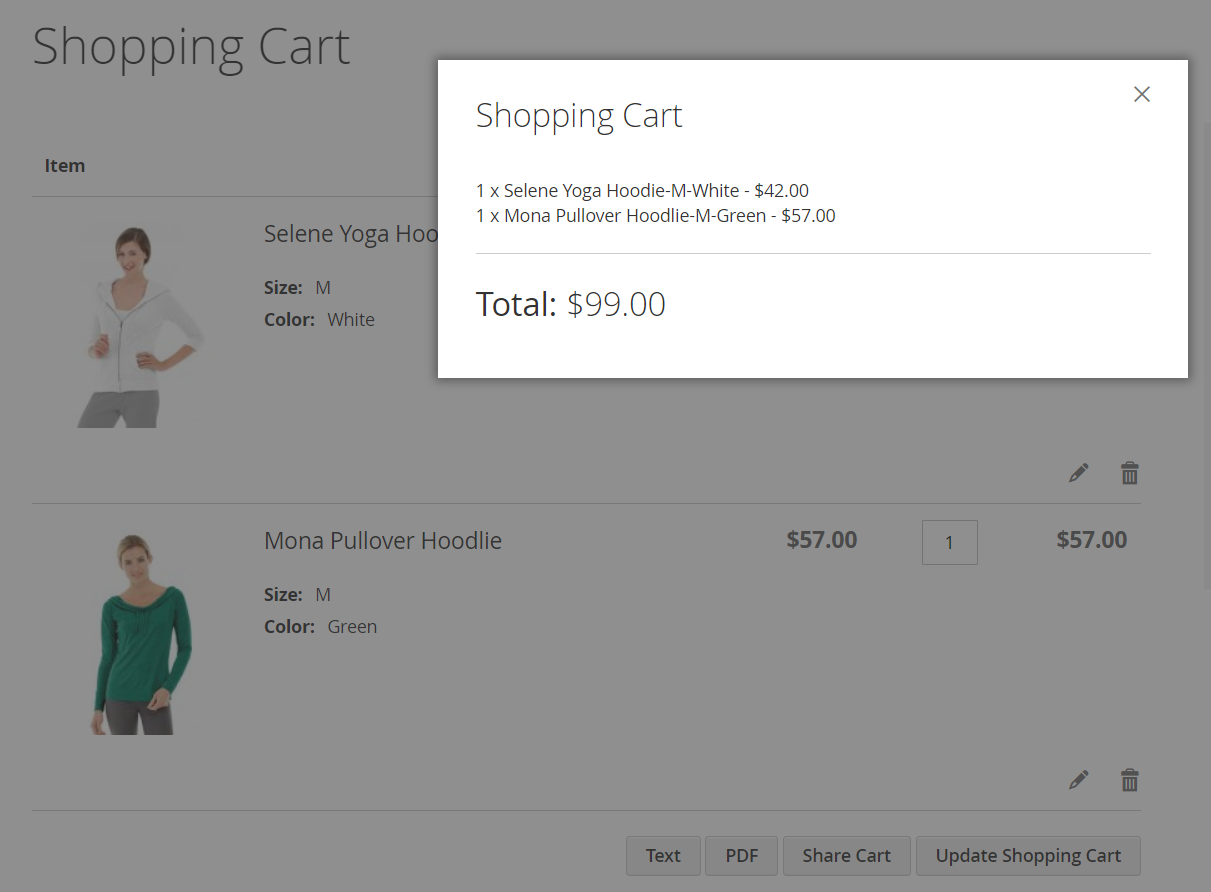 Magento 2 Share Cart extension