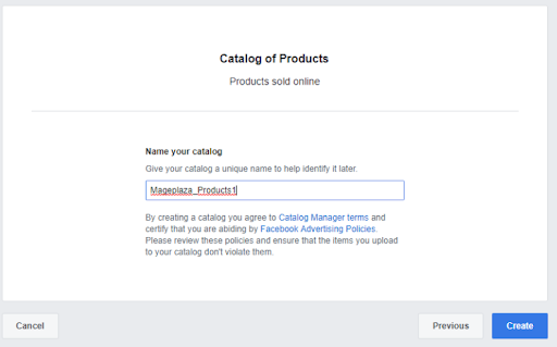 Create a Facebook catalog product