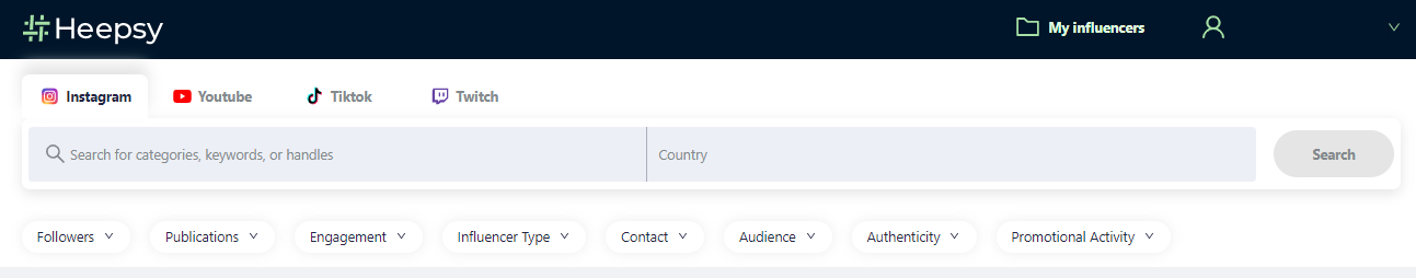 Heepsy  Find influencers easily and promote your brand